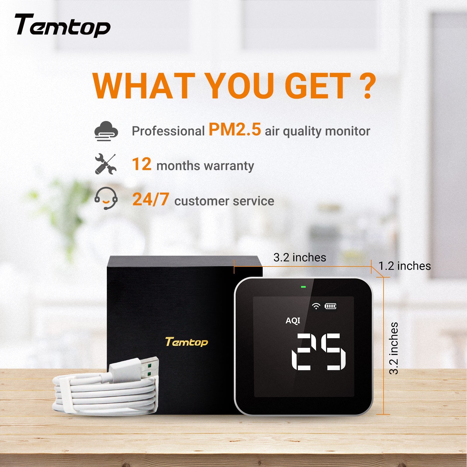 Temtop M10i WiFi Air Quality Monitor for AQI PM2.5 TVOC Formaldehyde with Free Mobile App - Elitech Technology, Inc.