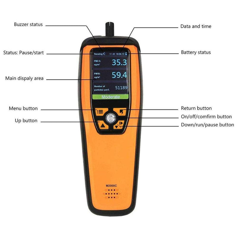 Temtop M2000C 2nd Generation Portable CO2 Detector Monitor Air Quality CO2 PM2.5 PM10 Export Data - Elitech Technology, Inc.