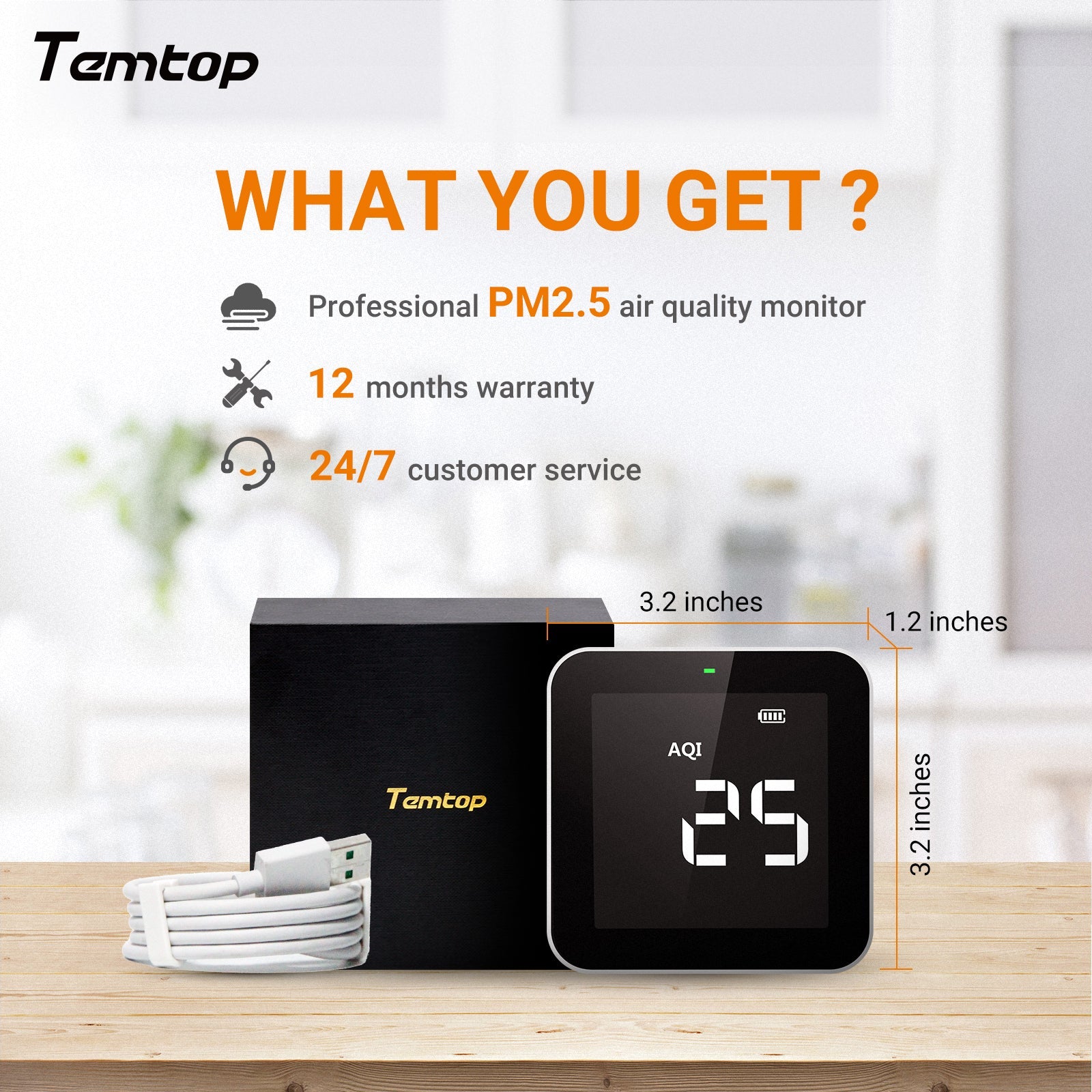 Temtop P10 Air Quality Monitor w/ Real-time PM2.5 & AQI Monitor - Elitech Technology, Inc.